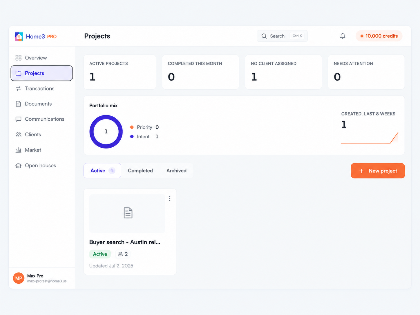 Home3 PRO projects and AI-assisted workspace