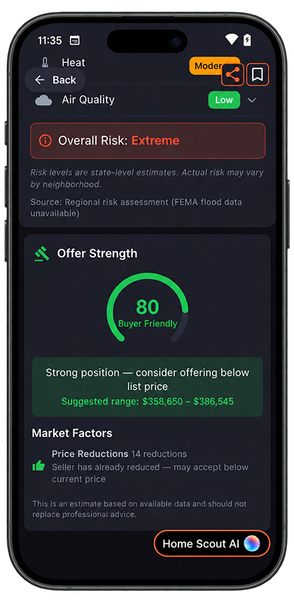 Home3 app - environmental risk and offer strength