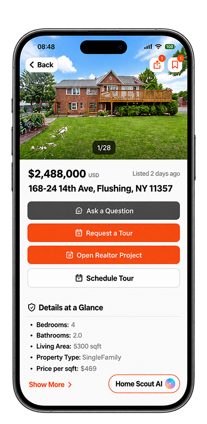 Home3 app - request a tour and connect with a realtor