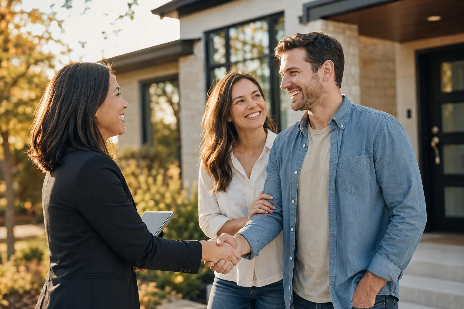 An agent meeting with clients